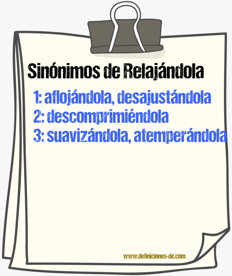 Sinónimos de relajándola
