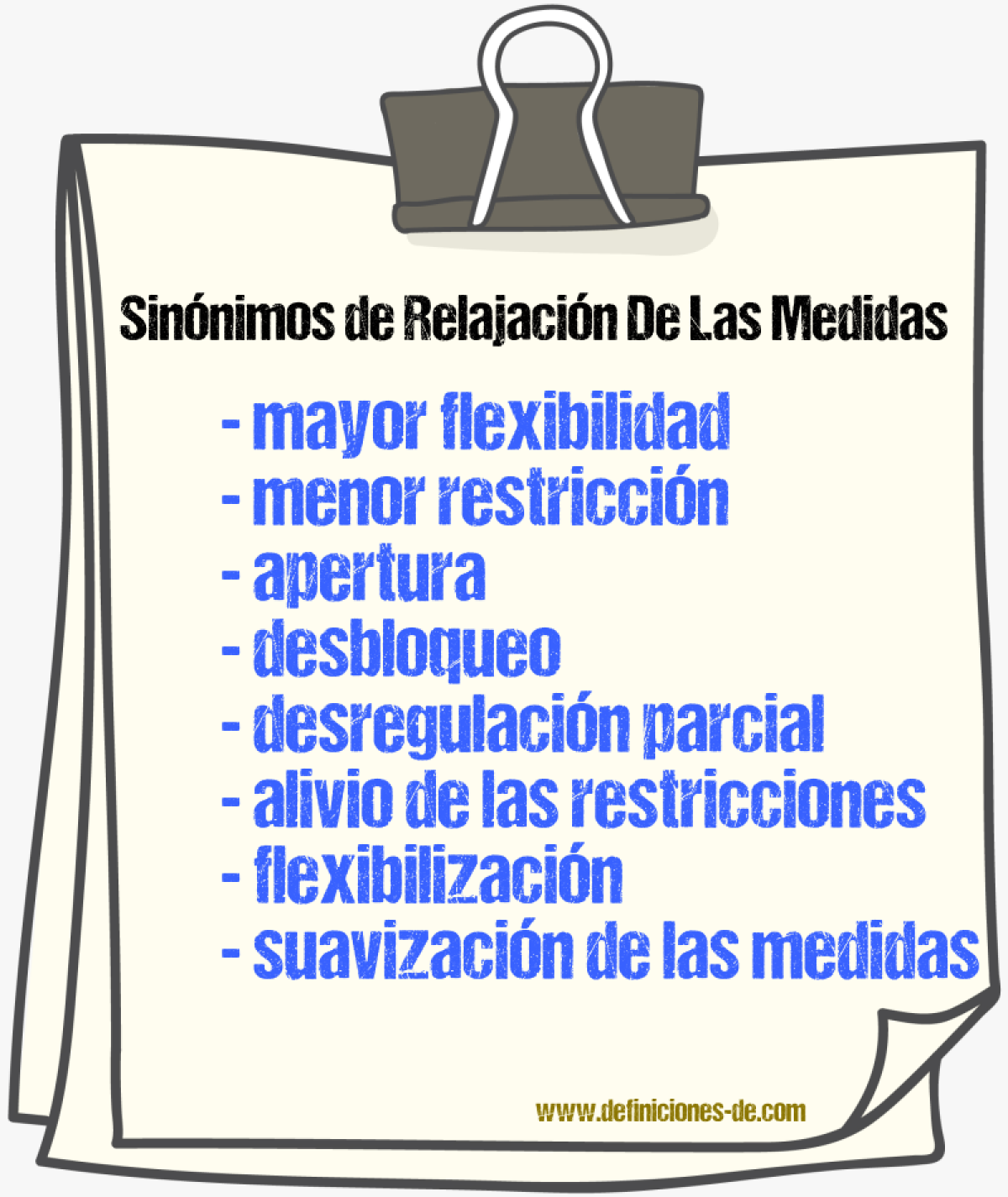 Sinónimos de relajación de las medidas