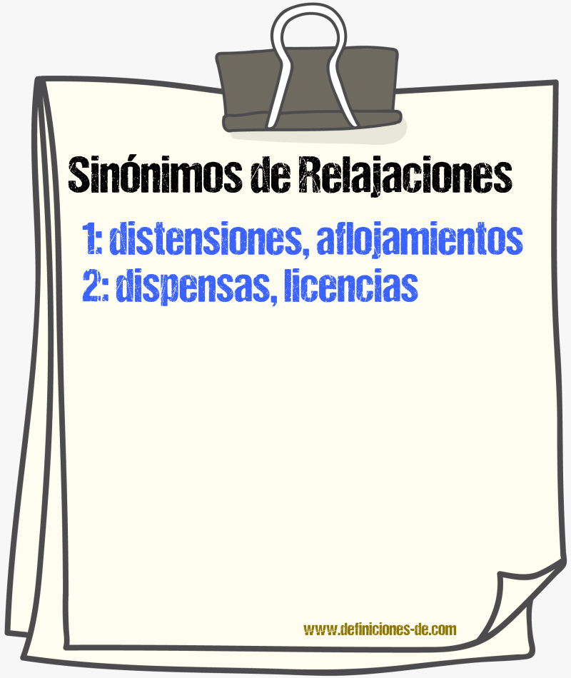 Sinónimos de relajaciones