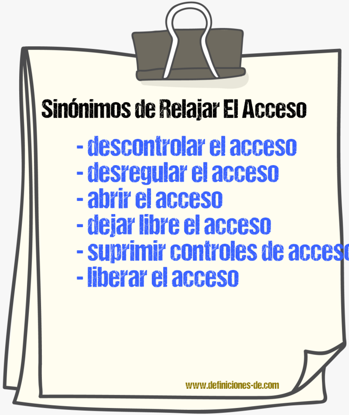 Sinónimos de relajar el acceso