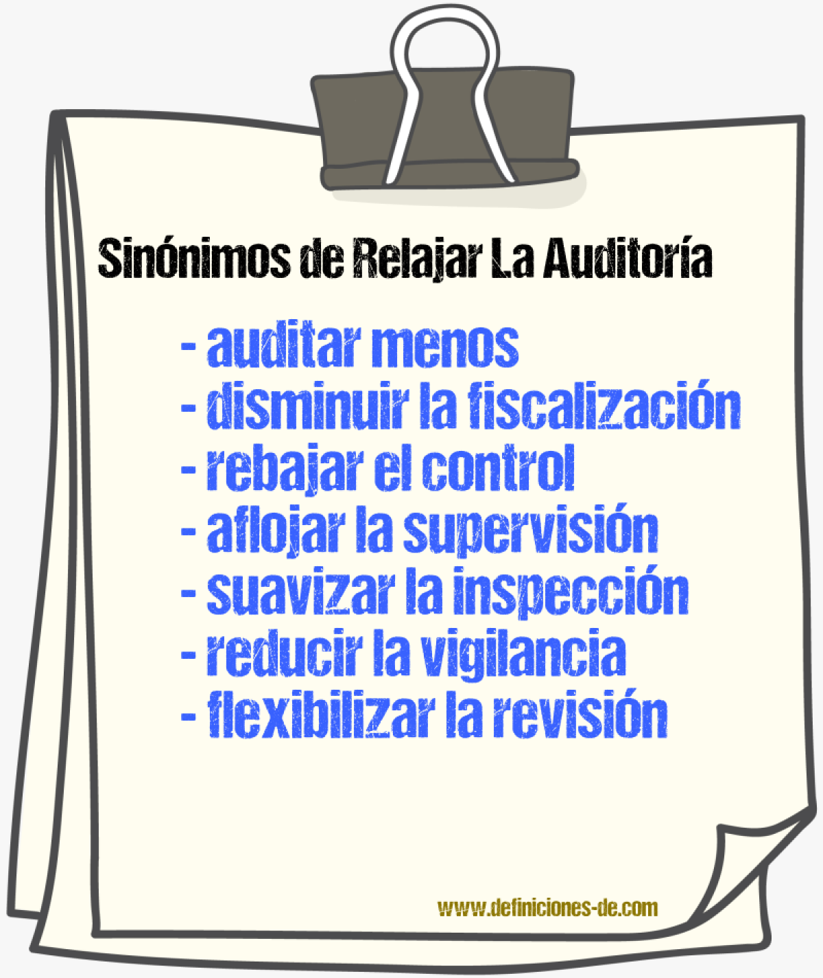 Sinónimos de relajar la auditoría