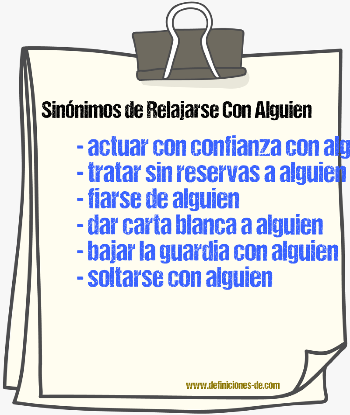 Sinónimos de relajarse con alguien
