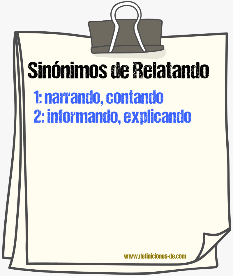 Sinónimos de relatando