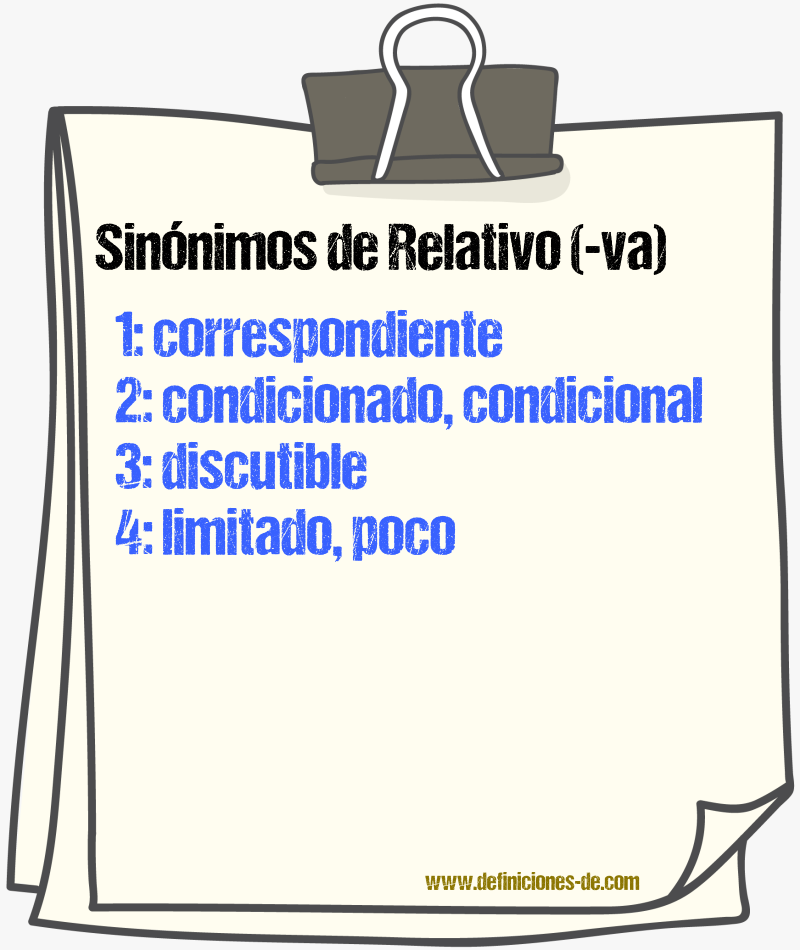 Sinnimos de relativo