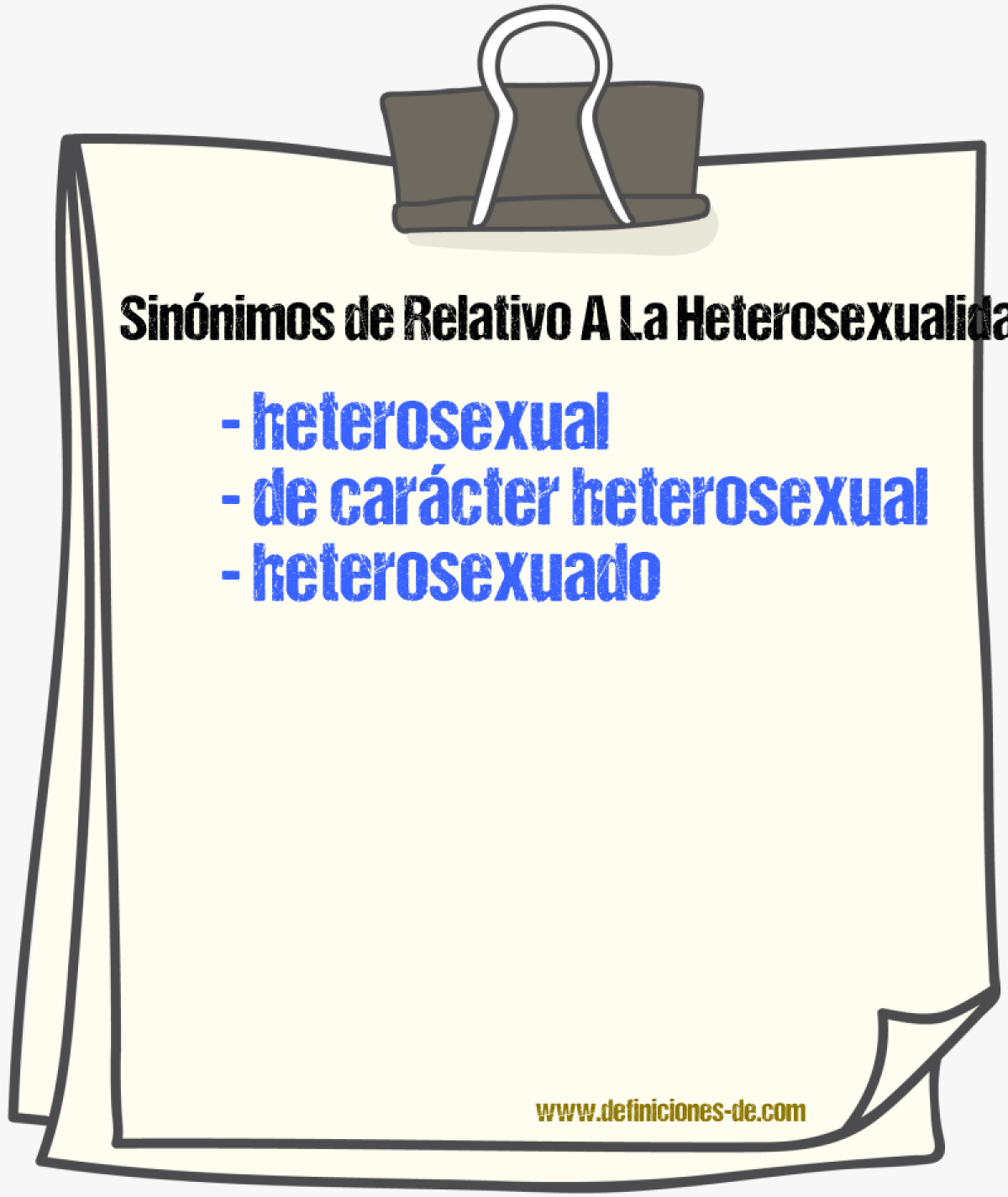 Sinónimos de relativo a la heterosexualidad