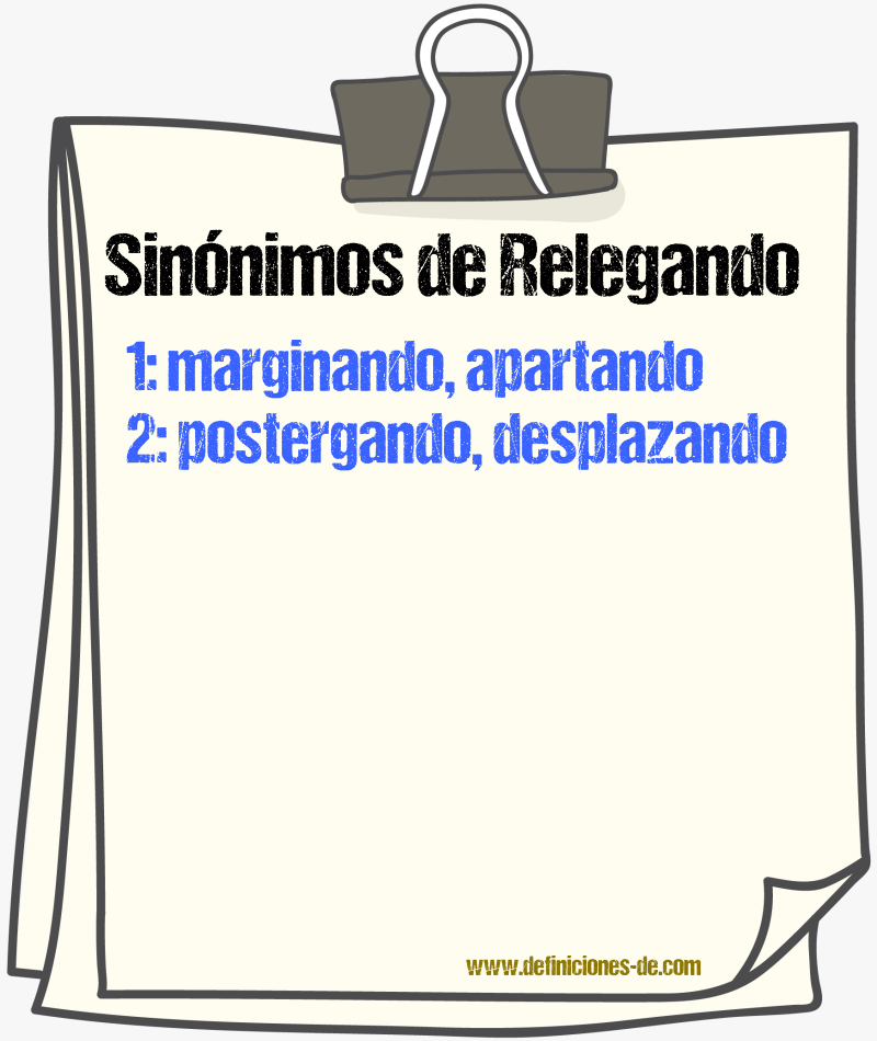 Sinónimos de relegando