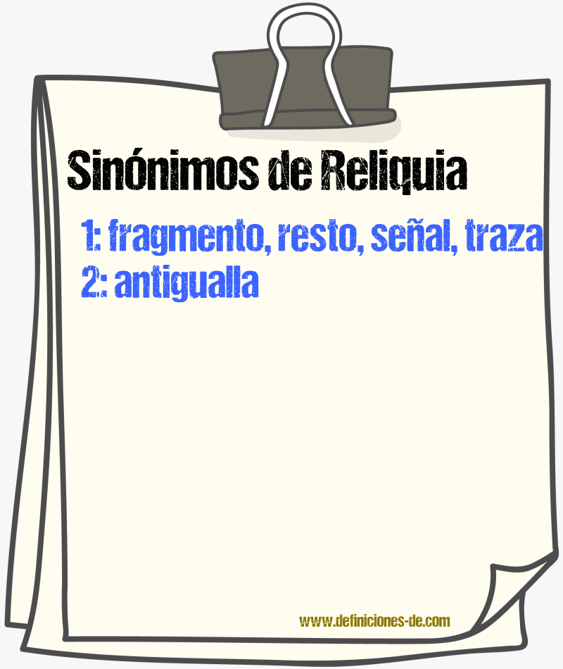 Sinnimos de reliquia