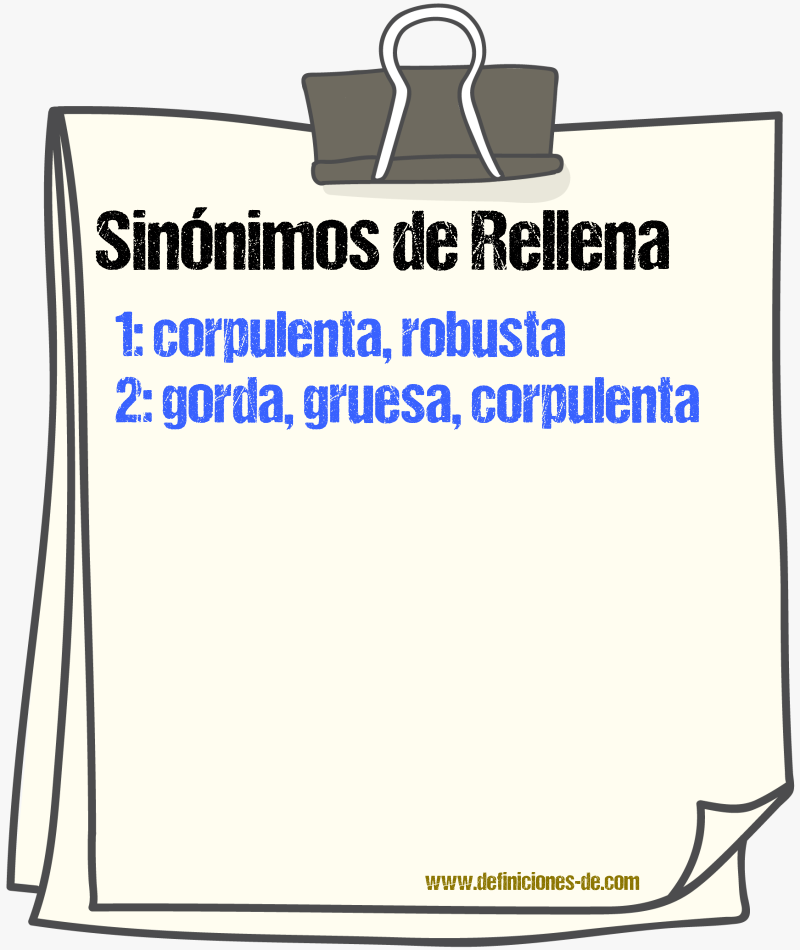Sinónimos de rellena