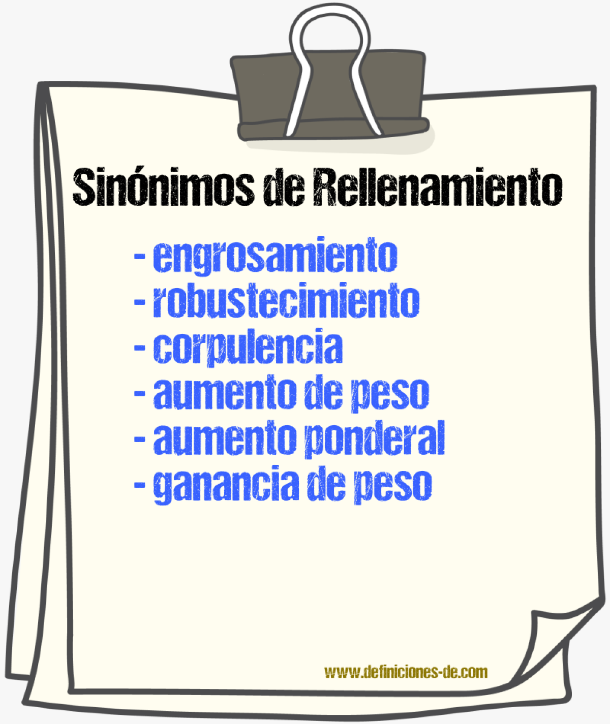 Sinónimos de rellenamiento