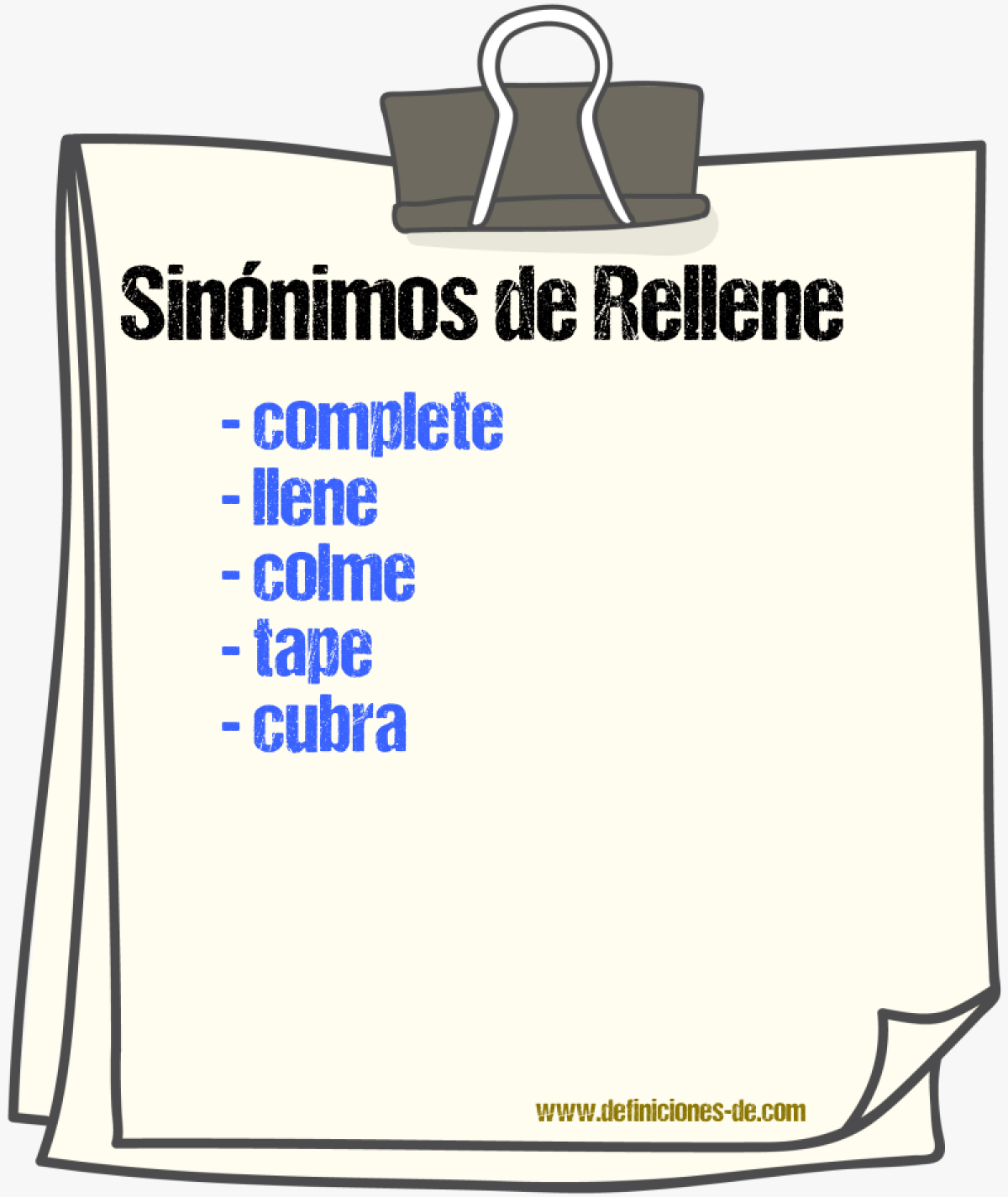 Sinónimos de rellene