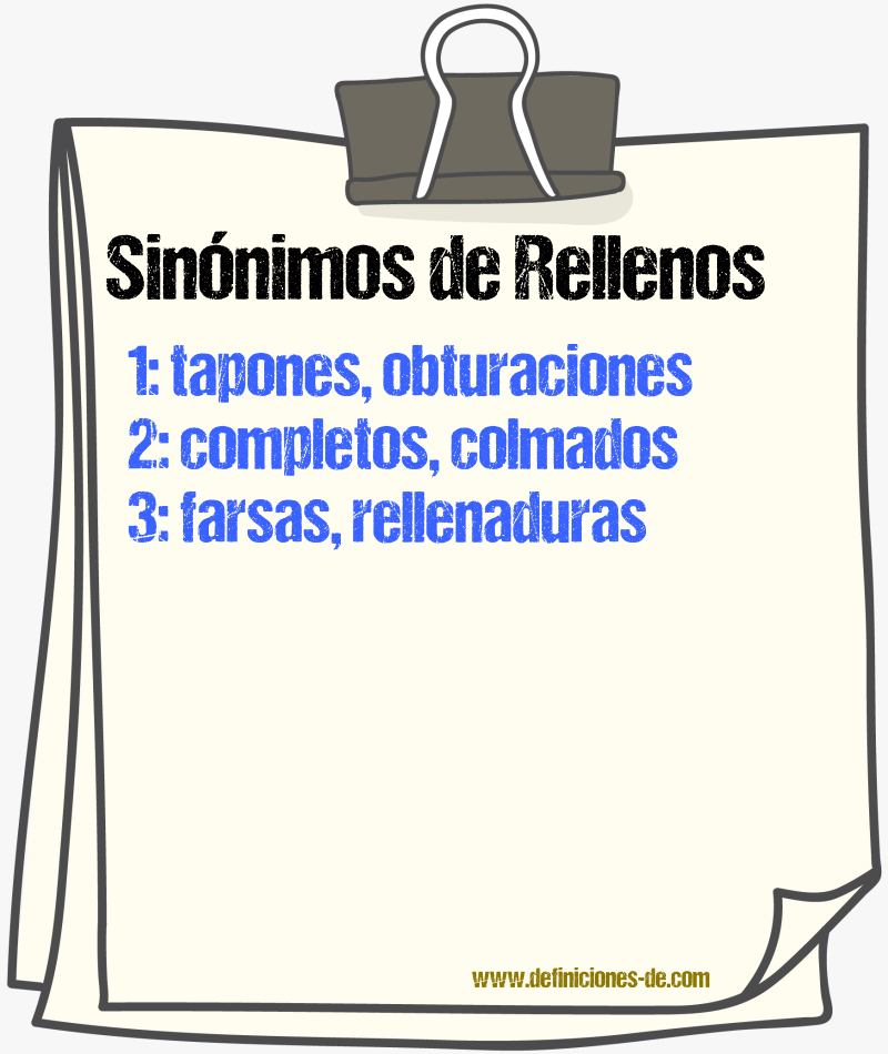 Sinónimos de rellenos