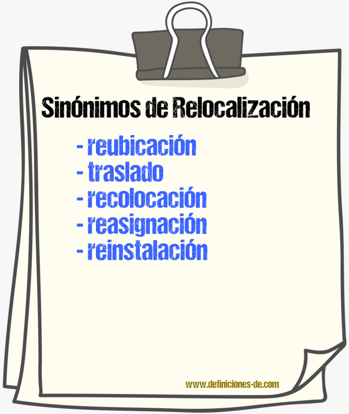 Sinónimos de relocalización