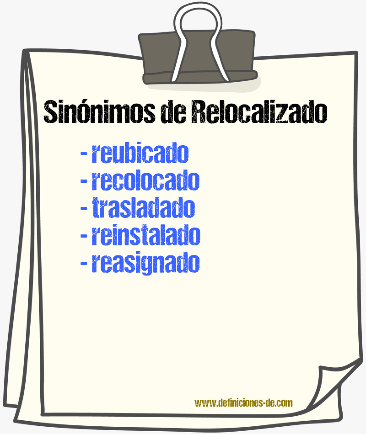 Sinónimos de relocalizado