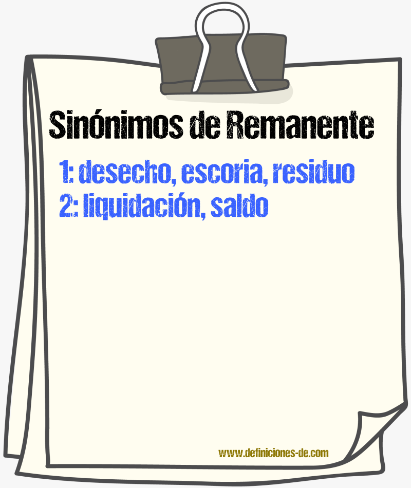 Sinnimos de remanente