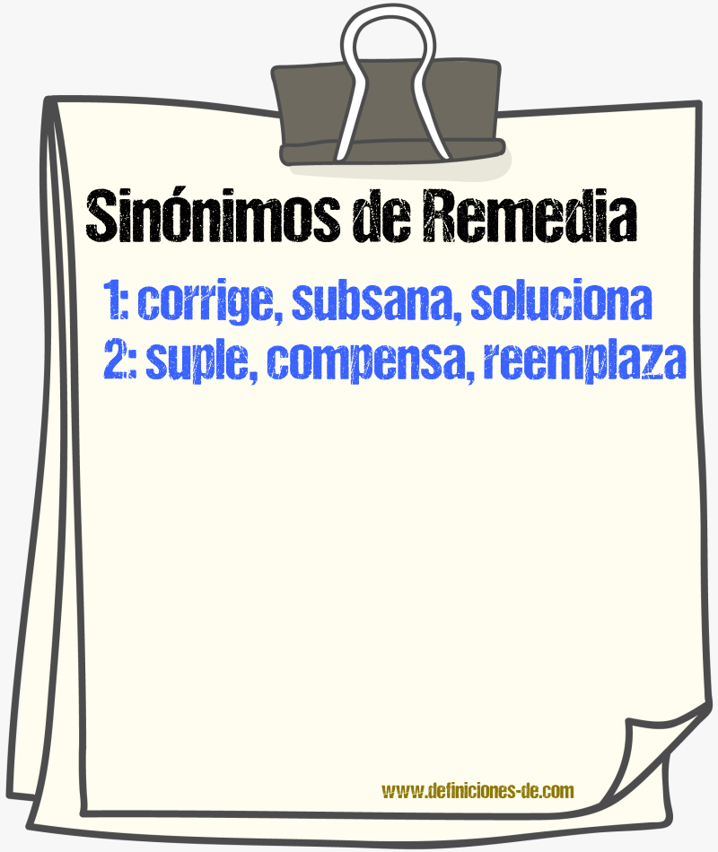 Sinónimos de remedia