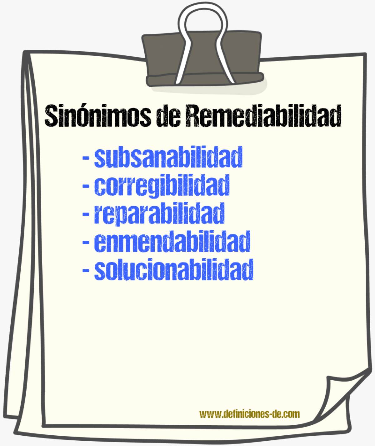 Sinónimos de remediabilidad