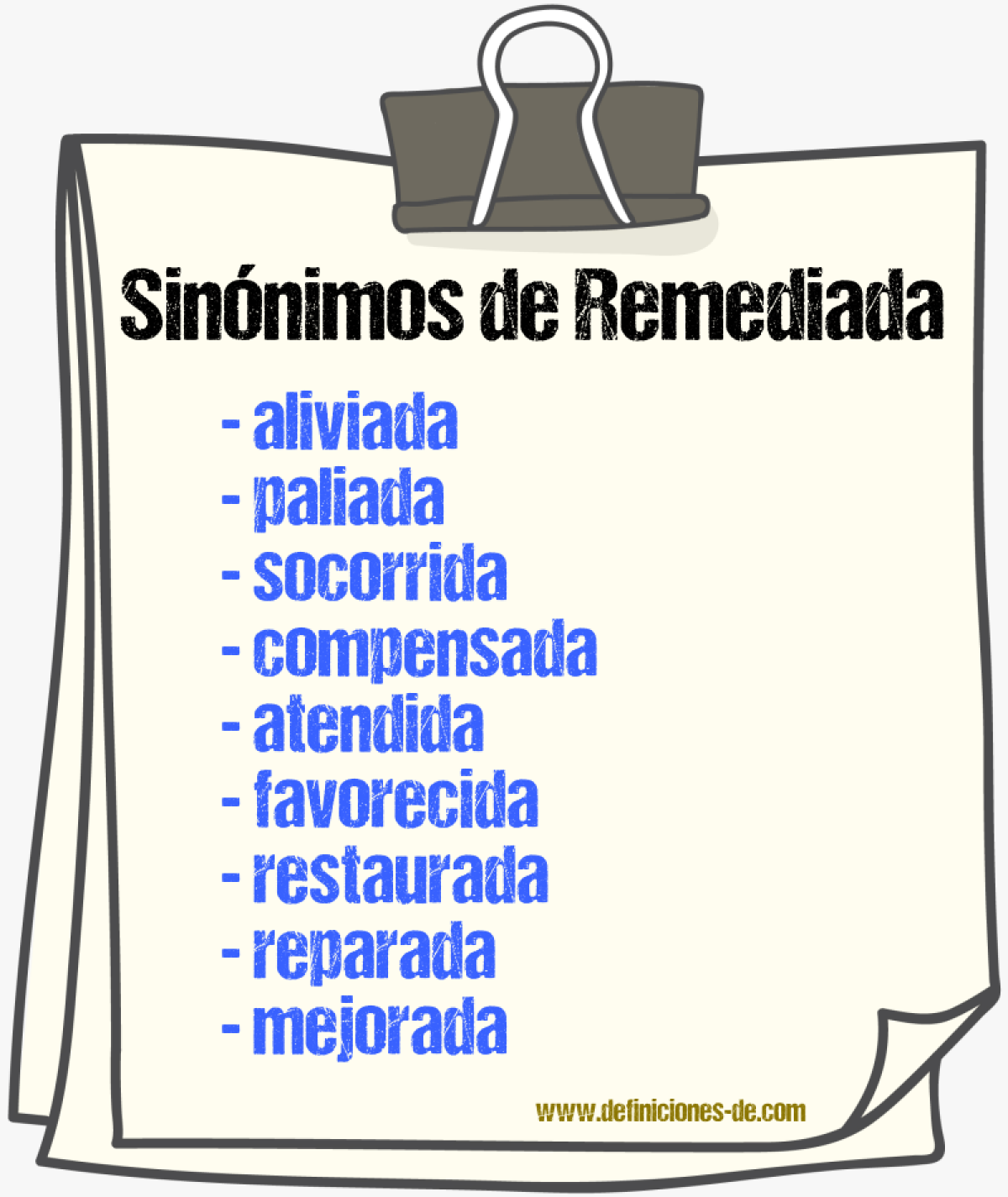 Sinónimos de remediada