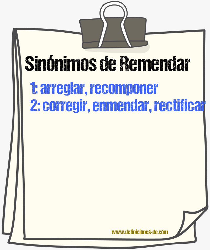 Sinnimos de remendar