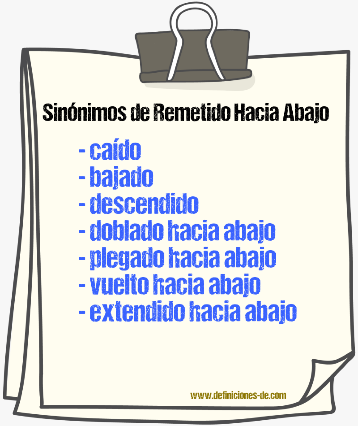Sinónimos de remetido hacia abajo