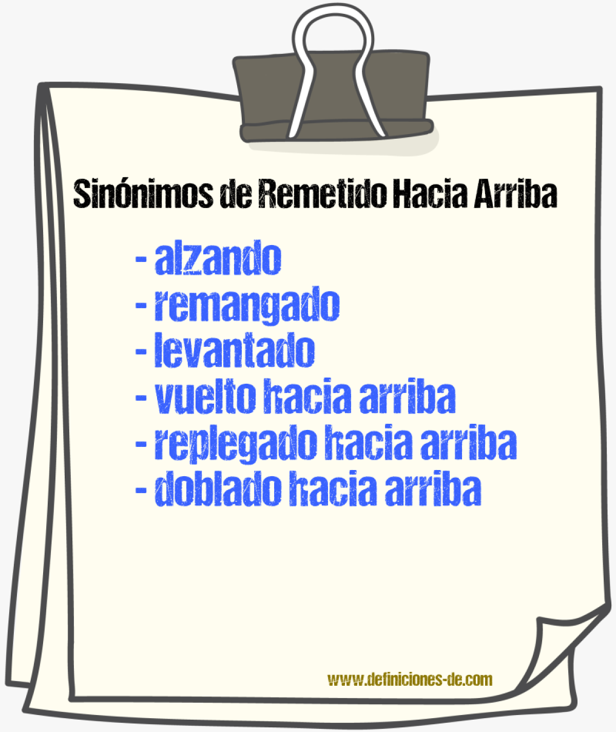 Sinónimos de remetido hacia arriba