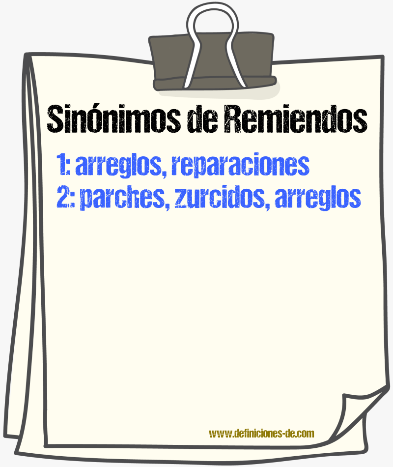 Sinónimos de remiendos