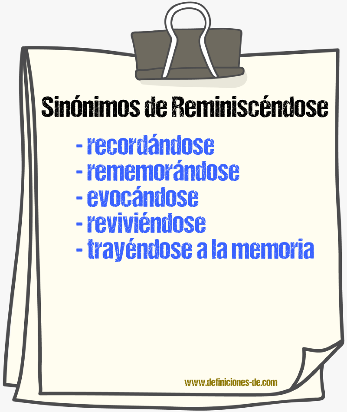 Sinónimos de reminiscéndose
