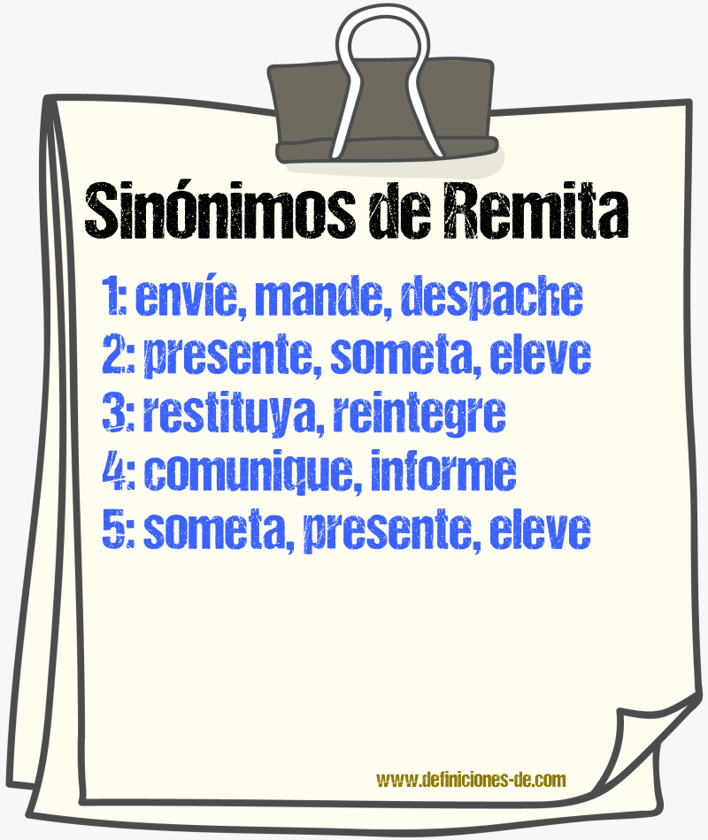 Sinónimos de remita