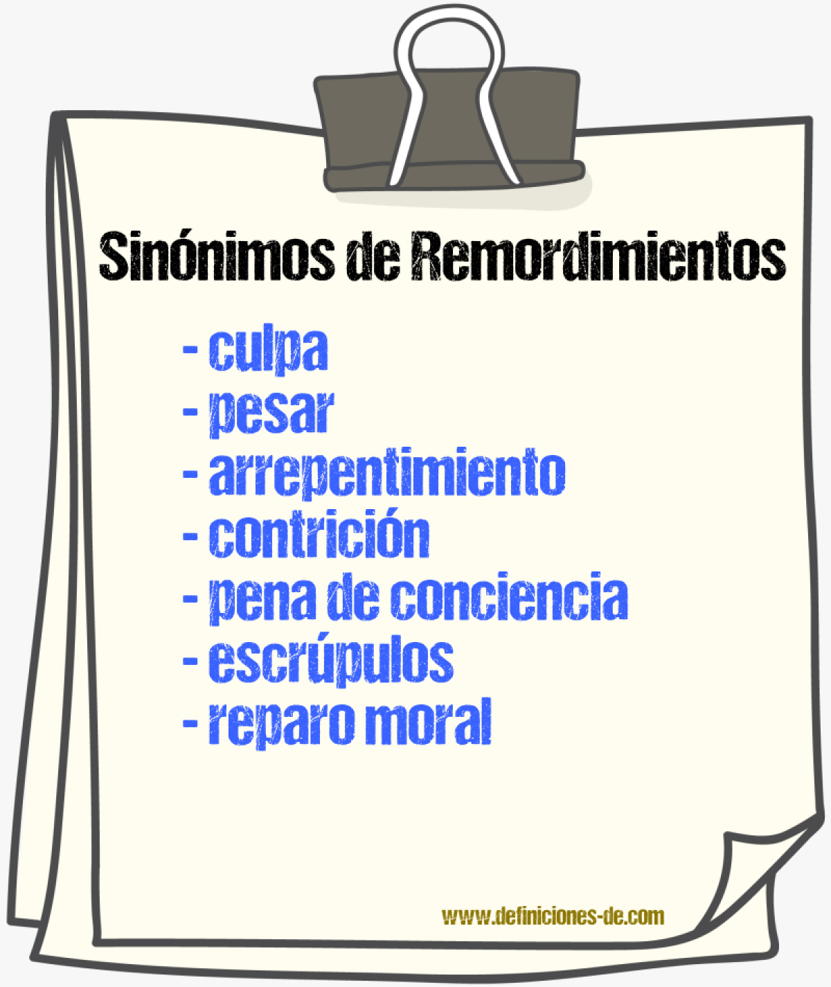Sinónimos de remordimientos