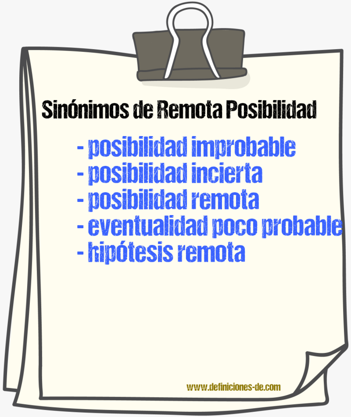 Sinónimos de remota posibilidad