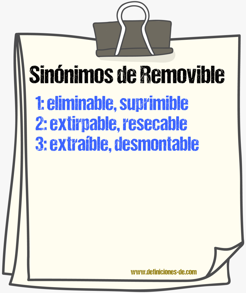 Sinónimos de removible