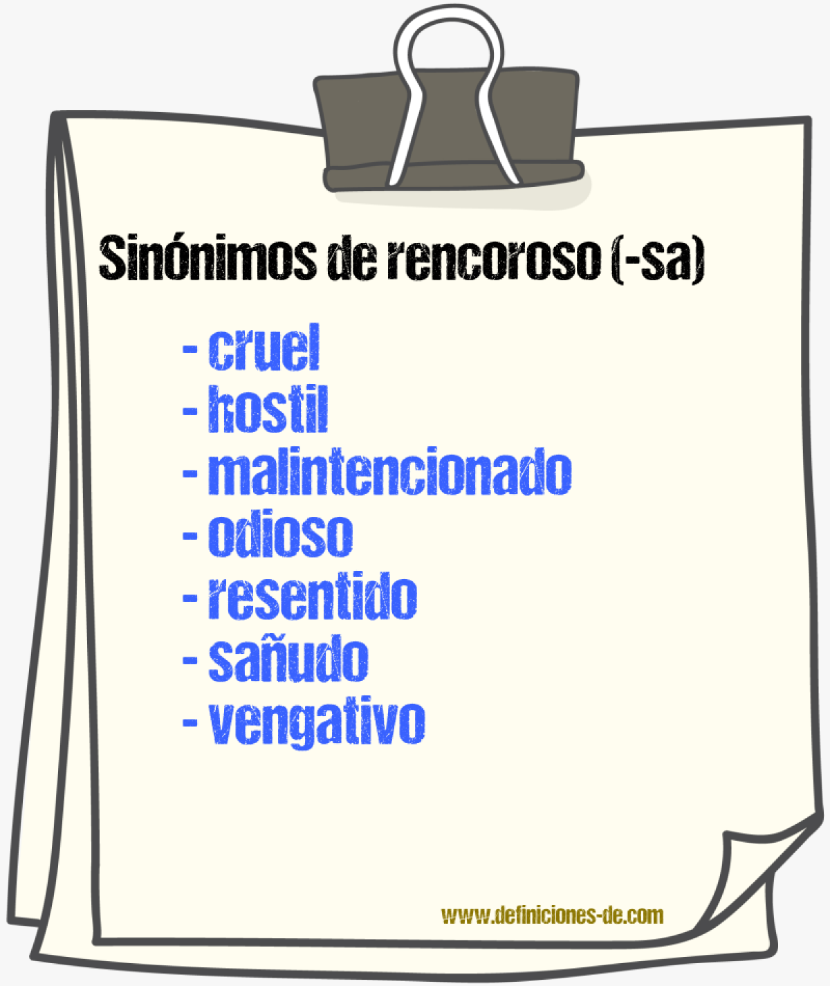 Sinnimos de rencoroso