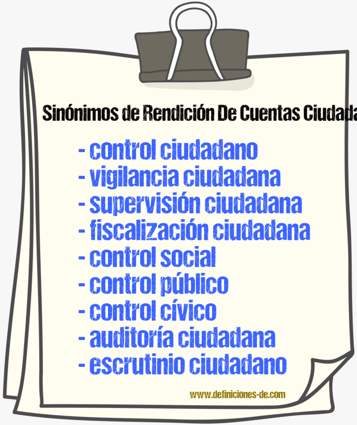 Sinónimos de rendición de cuentas ciudadana