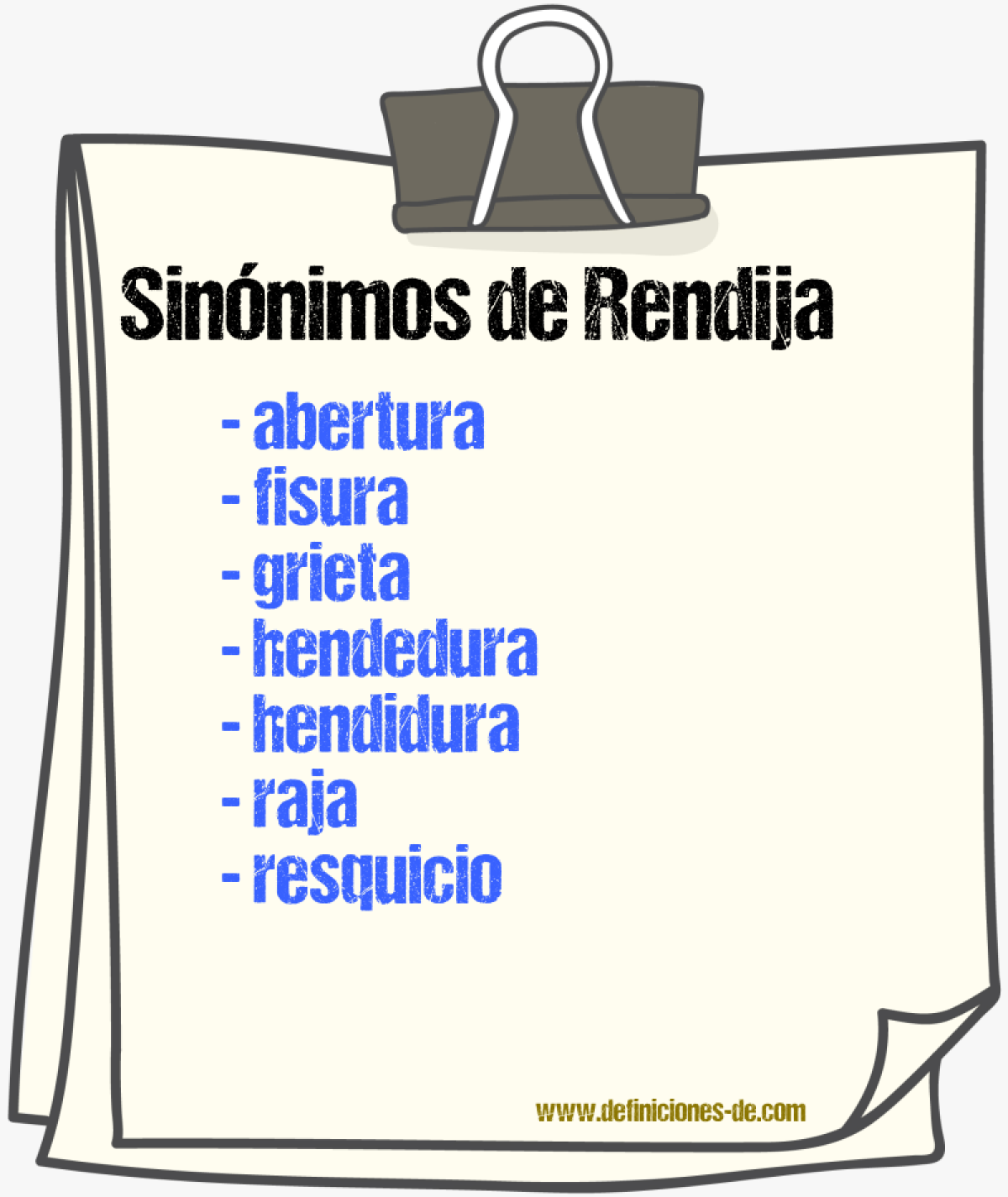 Sinnimos de rendija