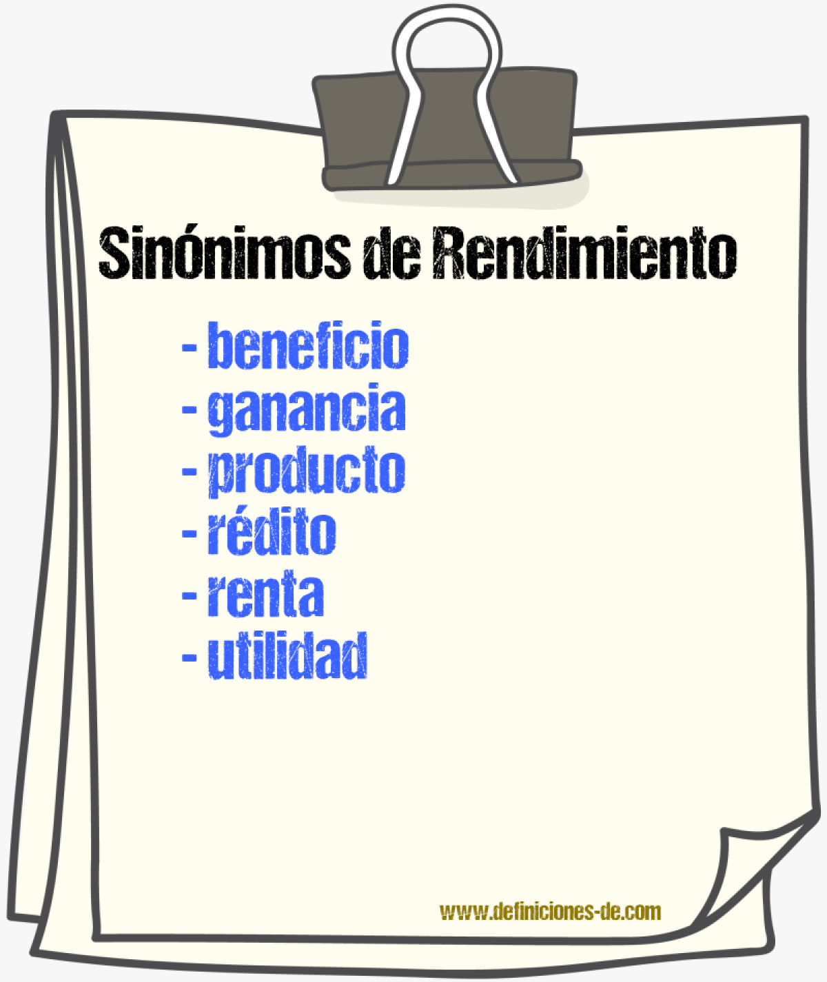 Sinnimos de rendimiento