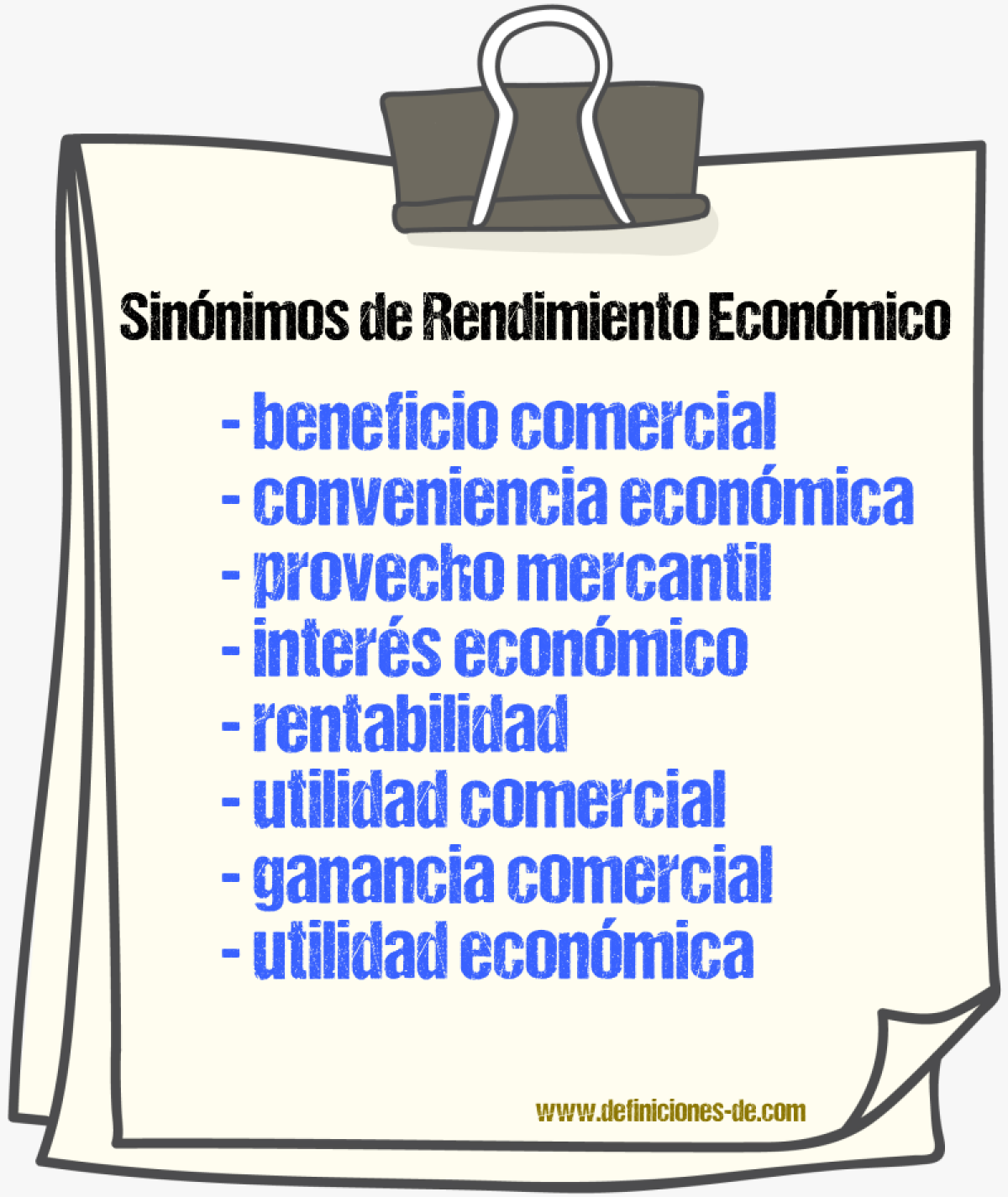 Sinónimos de rendimiento económico
