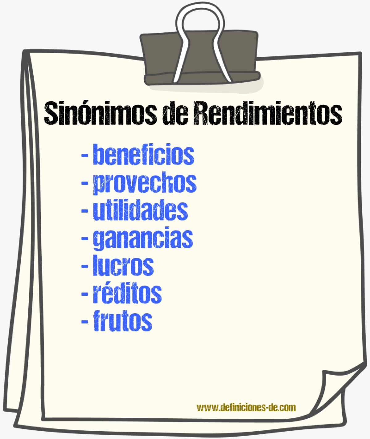 Sinónimos de rendimientos