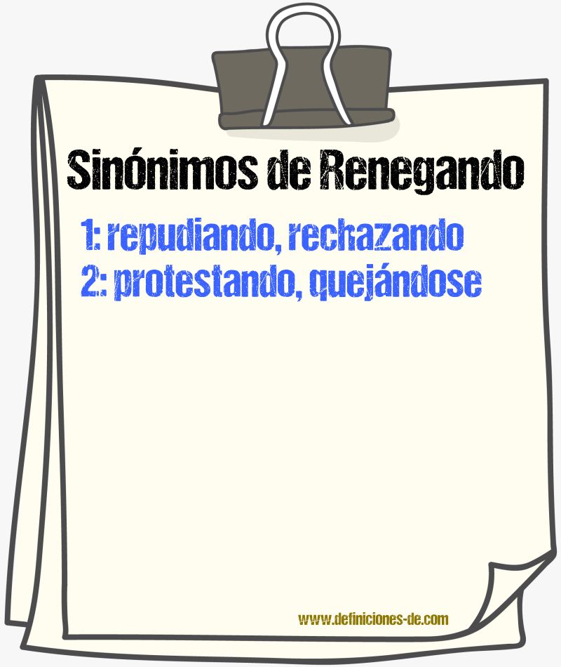 Sinónimos de renegando