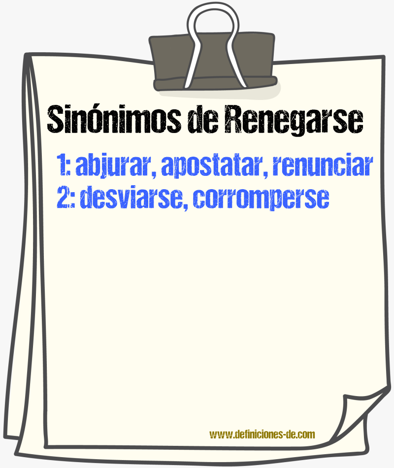 Sinónimos de renegarse