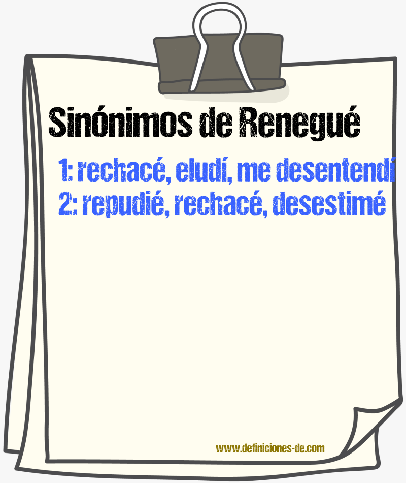 Sinónimos de renegué