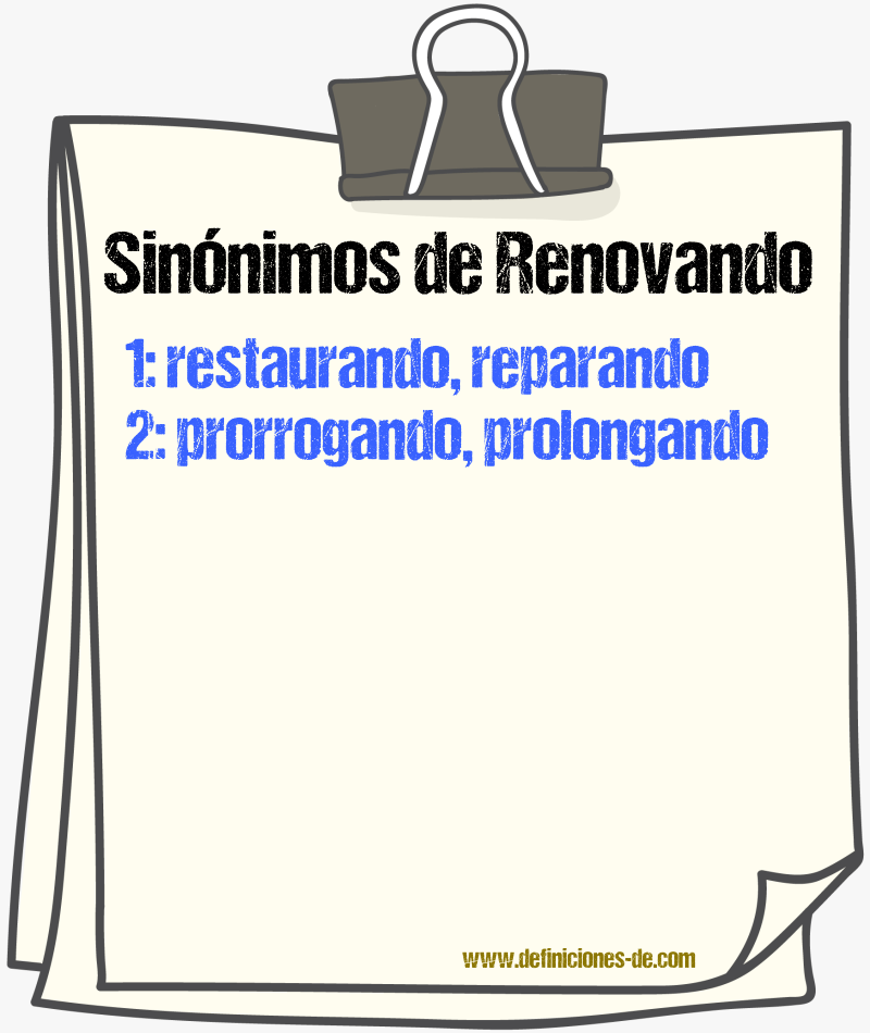 Sinónimos de renovando