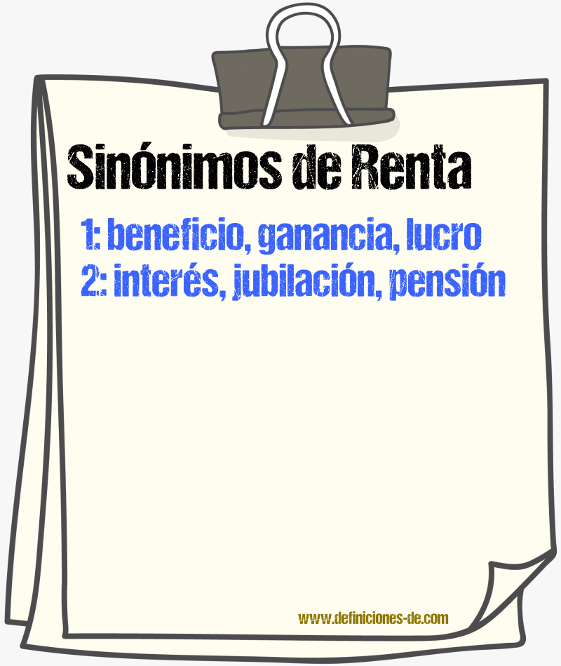 Sinnimos de renta