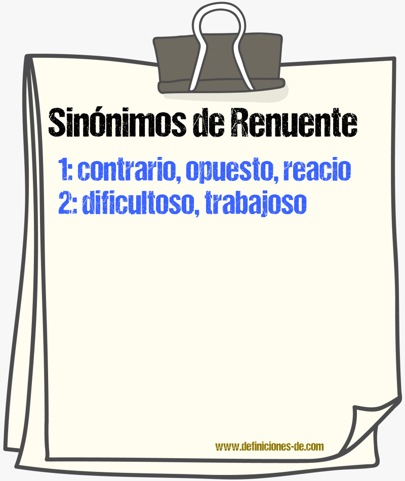 Sinnimos de renuente