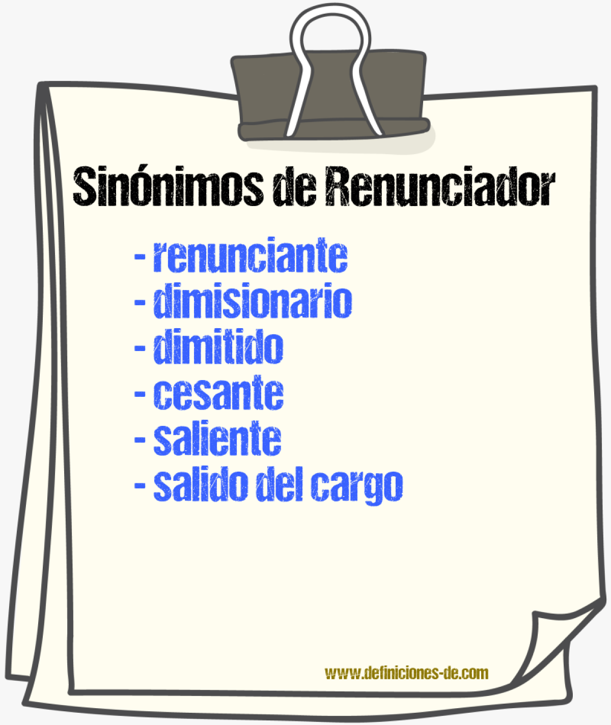 Sinónimos de renunciador