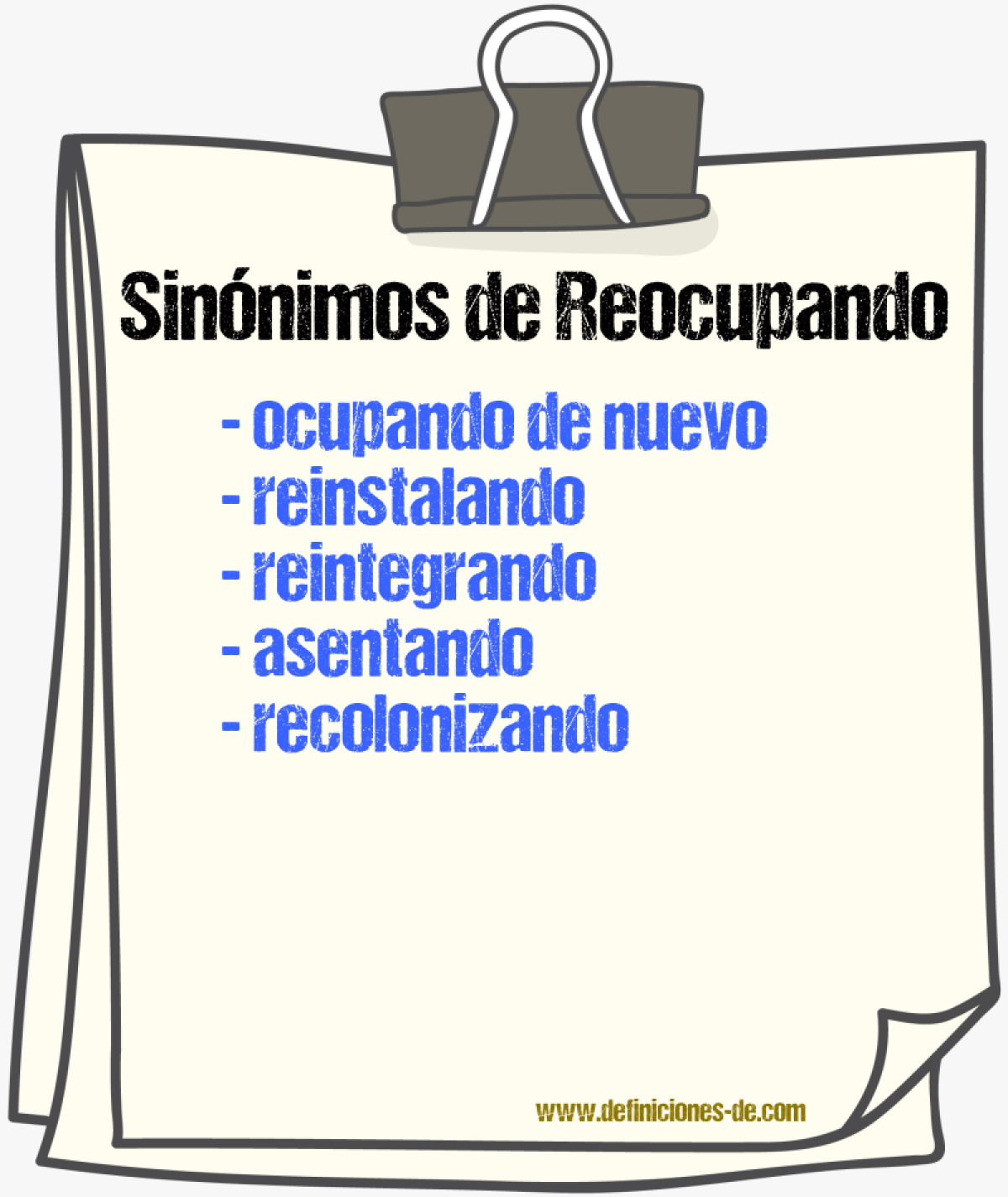Sinónimos de reocupando
