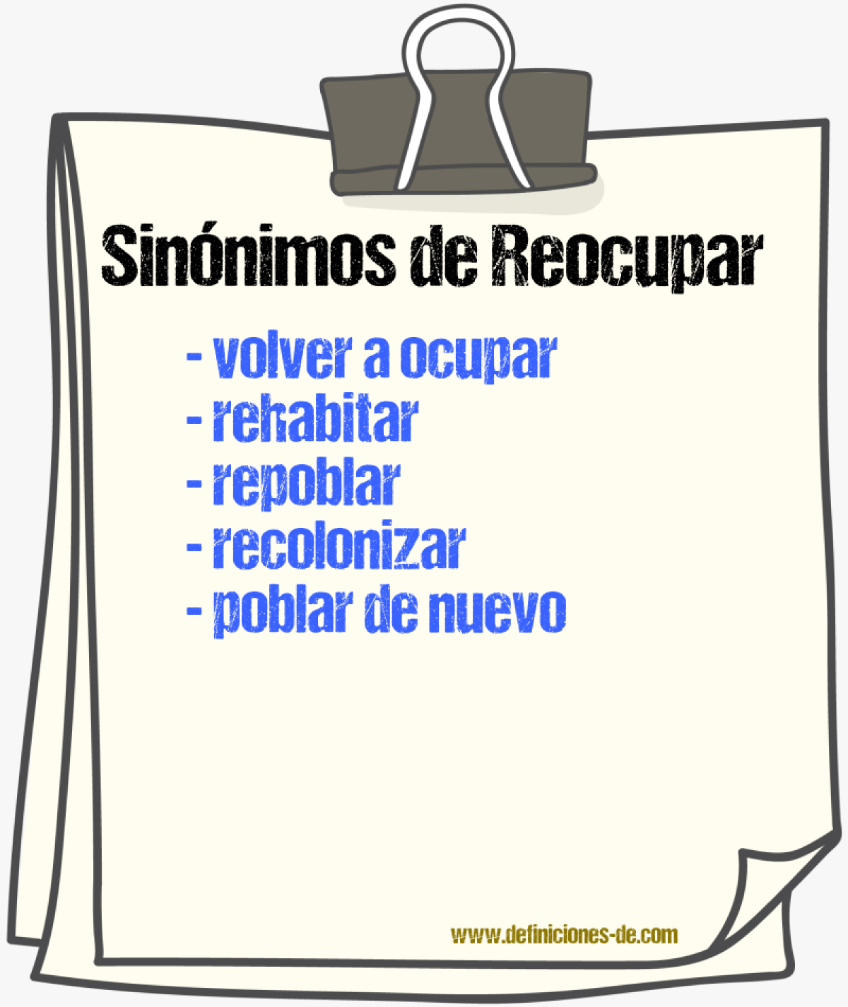 Sinónimos de reocupar
