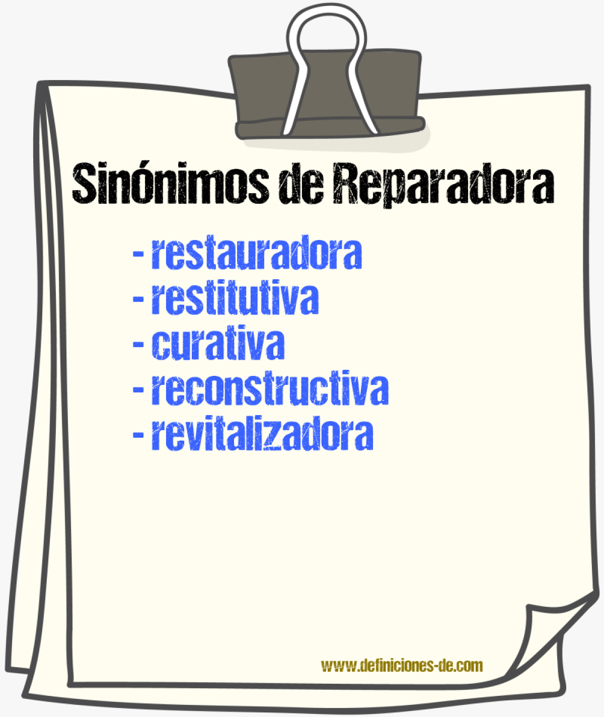 Sinónimos de reparadora