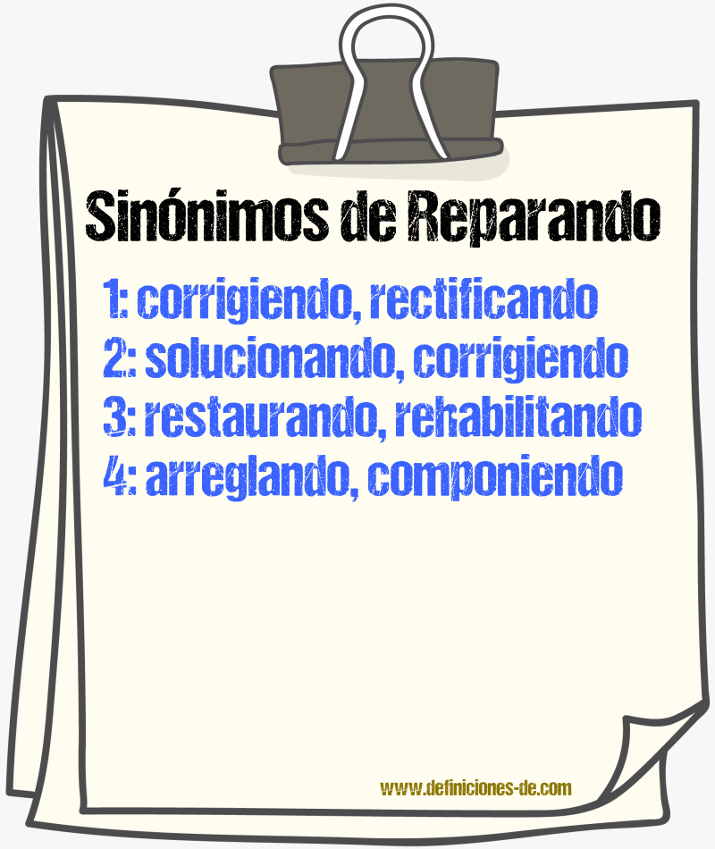 Sinónimos de reparando