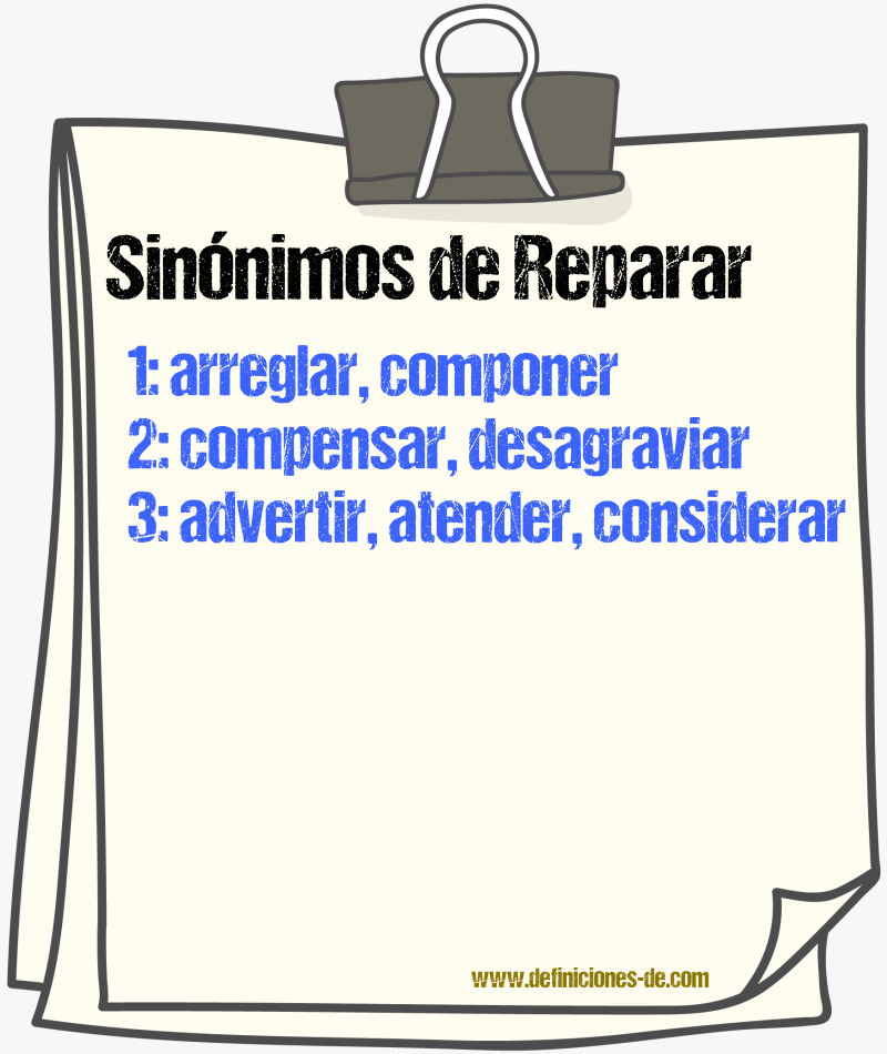 Sinnimos de reparar