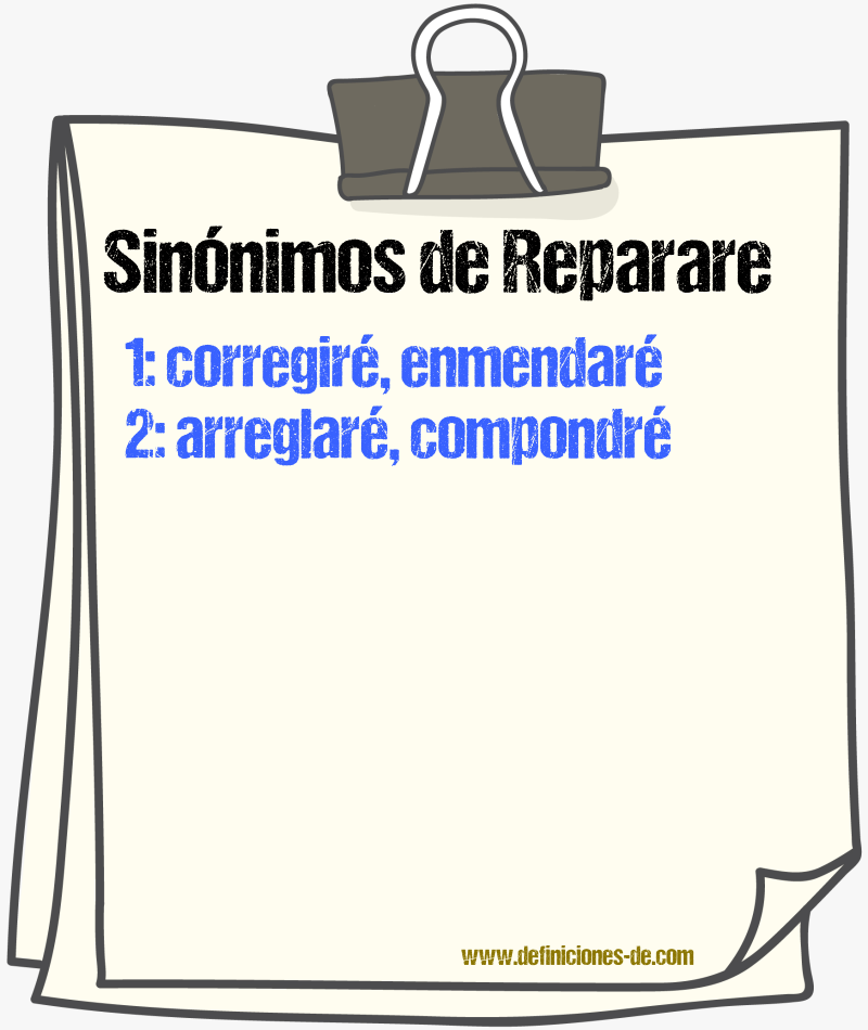Sinónimos de reparare