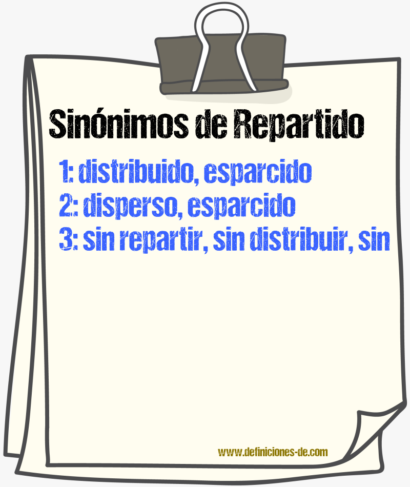 Sinónimos de repartido